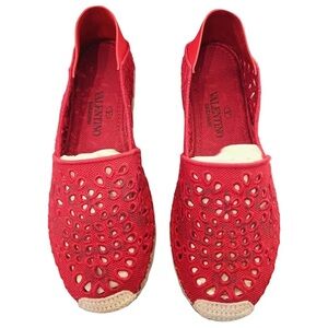 Valentino Garavani Women’s Atelier Logo Print Perforated Canvas Espadrilles 37